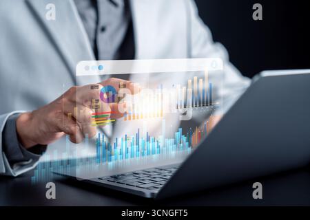 Data analytics dashboard with bar charts, line graphs for business performance. digital insights Stock Photo