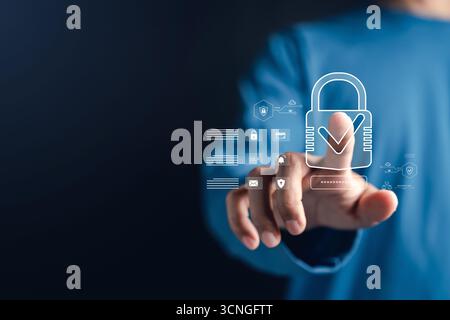 Cyber security approval secure access. data protection, network security, access control, encryption Stock Photo