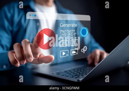 AI for video content creative with multimedia, generative AI technology for video production Stock Photo
