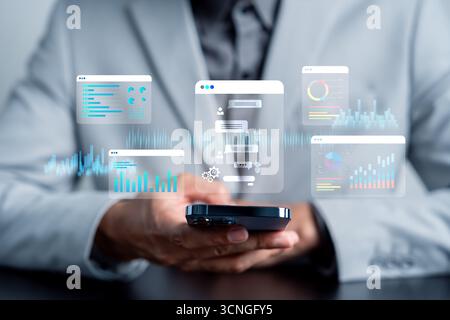 Chatbot assistant for financial and investment management with AI interface, charts, and analytics Stock Photo