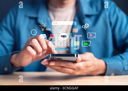 AI productivity chatbot, data, image, video, and automation tools. artificial intelligence enhancing Stock Photo