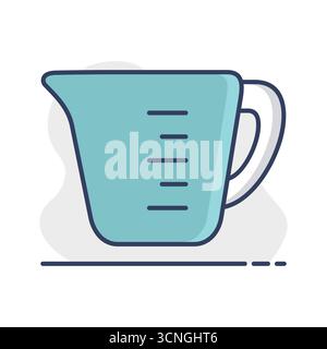 A simple icon of a classic kitchen measuring cup. Designed in a modern flat outline style. Ideal for cooking blogs, recipe apps, and kitchen supply we Stock Vector