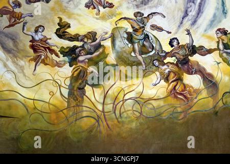 Mural, Mural, Colonnade of the Cross Spring, Healing Spring, Spa Park, Spa in the Imperial Forest, Health, Marianske Lazne, Marienbad, Czech Republ Stock Photo