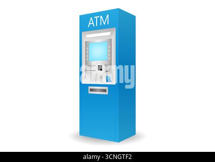 ATM- Automated Teller Machine. ATM Machine. Vector Illustration Isolated on White Background. Stock Vector