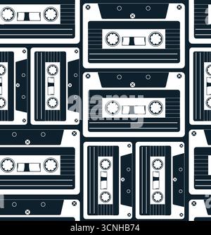 Seamless Vintage Retro Cassette Tape Pattern for Stylish Music Themed Graphic Design Stock Vector