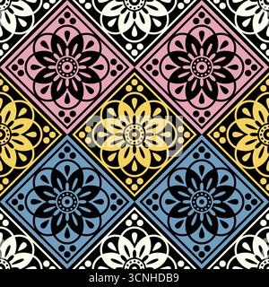 Abstract floral pattern, regular geometric order, seamless vector, muted colors Stock Vector