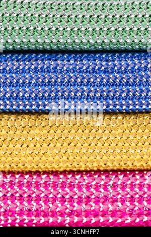Colorful fabric texture background. Closeup of colorful fabric texture Stock Photo