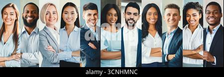 Diverse Group of Professionals Posing Confidently in Modern Office Environment Generative AI Stock Photo