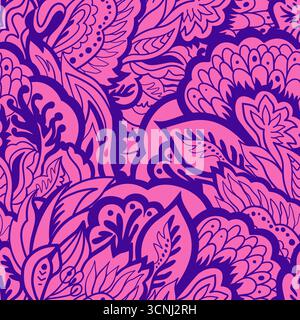 Monochrome ornate pattern with abstract floral elements. Hand-drawn vector illustration Stock Vector