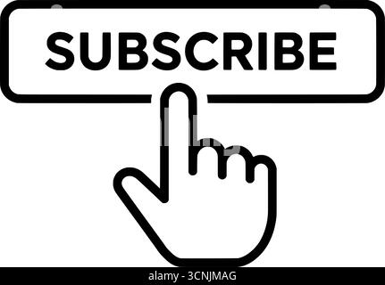 User Interface Subscribe Button with Hand Icon Concept Thin Line Editable Stroke Illustration Stock Vector