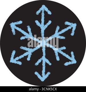 Blue Crayon Snow Flake Sticker Label Stock Vector