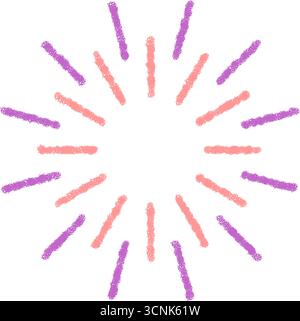 Crayon Firework Burst Round Pattern Stock Vector
