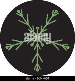 Chalk Snow Flake Circle Sticker Ornament Stock Vector