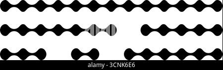 Divider with connected round dots, amorphous shapes or meta balls. Design element with wiggly borders isolated on white background. Vector graphic illustration. Stock Vector