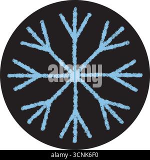 Blue Crayon Snow Flake Sticker Icon Stock Vector