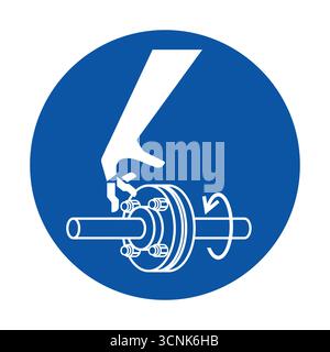 This illustration depicts a hand operating a mechanical tool on a circular blue background, focusing on precision and technique in maintenance or repa Stock Vector