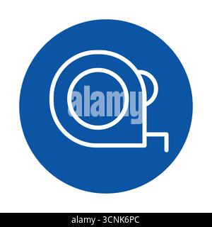 This simple blue icon represents a measuring tape, essential for construction and design. Its modern design showcases measurement accuracy for various Stock Vector