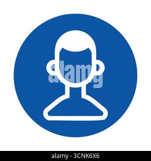 This minimalist blue icon represents a person, featuring a simple silhouette design perfect for social media profiles and professional applications. Stock Vector