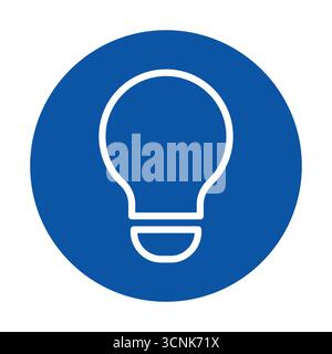 A clean and modern light bulb outline over a blue circle, symbolizing creativity and innovation. Ideal for use in design, technology, and inspiration Stock Vector