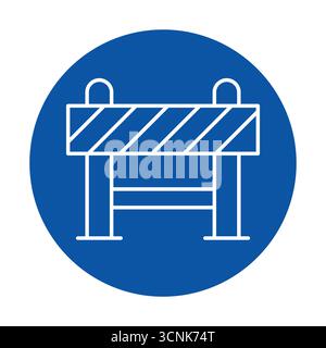 A flat design icon of a blue construction barrier with a striped pattern, symbolizing safety at worksites. Ideal for illustrating road work or constru Stock Vector
