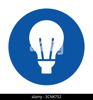 This image features a simple light bulb icon in a blue circle, ideal for representing concepts of electricity, innovation, and ideas in digital projec Stock Vector