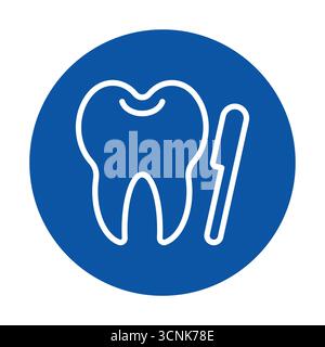 Simple and modern dental icon showcasing a tooth alongside a dental tool, symbolizing oral health and hygiene practices. Ideal for healthcare themes. Stock Vector