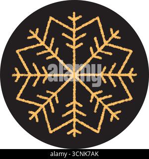 Chalk Snowflake Sticker Seal Circle Stock Vector