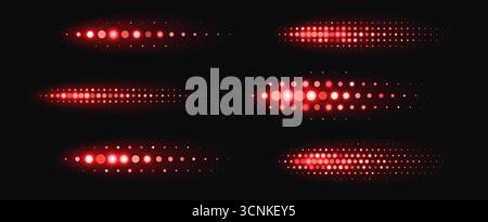 Red halftone shapes, glowing dynamic elements made from sparkling dots. Stock Vector