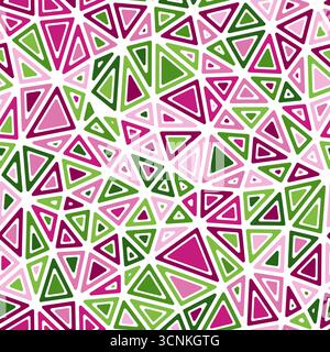 Triangle shapes background. Rounded solid shapes in frames. Medium triangle size. Multicolored style. Repeatable pattern. Artistic vector tiles. Stock Vector