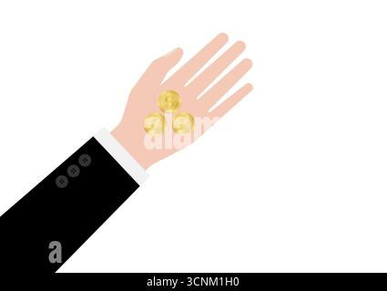 Hand Holding Coin. Growing Money, Saving and Investment Concept.  Vector Illustration. Stock Vector
