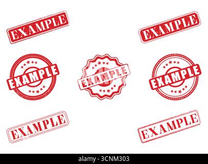 A Collection of Example Rubber Stamps and Seals Stock Vector