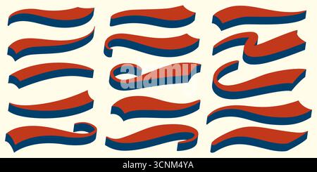 Baseball swoosh tails for text. Vector swashes and underlines. Vintage swish shapes and brush strokes for sport logo design. Swirl wavy accent Stock Vector