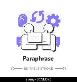 Paraphrase flat outline concept icon Stock Vector
