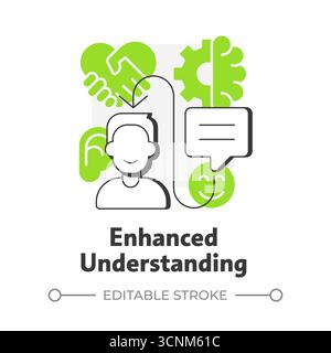 Enhanced understanding flat outline concept icon Stock Vector