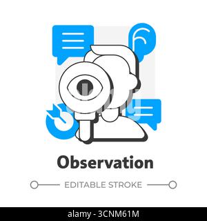 Observation flat outline concept icon Stock Vector
