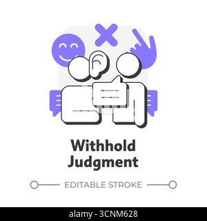 Withhold judgment flat outline concept icon Stock Vector