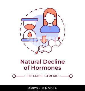 Natural decline of hormones multi color concept icon Stock Vector