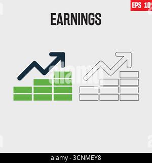 Profit analysis icon, earning growth Stock Vector