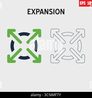 Grow expand spread your company idea influence concept elements icon logo. Arrows in different direction. Stock vector illustration isolated Stock Vector