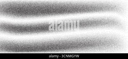 Noise pattern wavy gradient. Grain stippled curved lines background. Grunge abstract dotwork texture. Faded black and white halftone cover. Dots grada Stock Vector