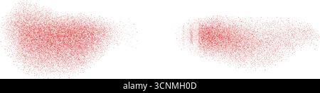 Noise gradation red peppers fly shapes set. Grainy texture paprika splash elements. Spray paint dotwork forms. Vector gritty wavy lines. Grunge food f Stock Vector