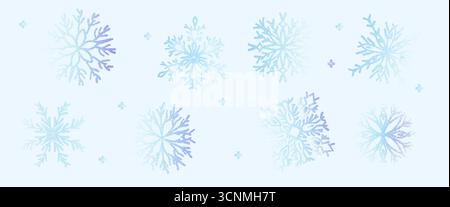 Snowfalls noise gradient background. Winter season grainy gradation snow flakes elements. Christmas celebration airbrush symbols. Vector simple halfto Stock Vector