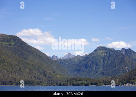 Wide view of mountains in Tongass National Forest Stock Photo