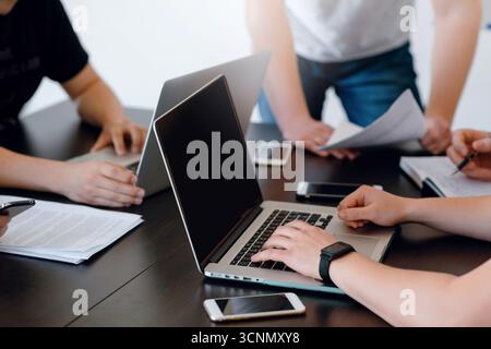 Team Collaboration in Modern Office Stock Photo