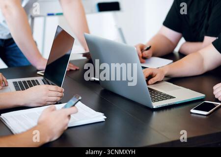 Team Collaboration in Modern Office Setting Stock Photo