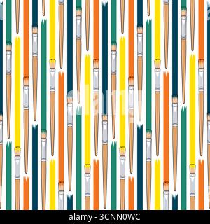 Seamless pattern with brushes for painting. Colored vector background. Stock Vector