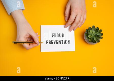Fraud prevention concept. Process of detecting, avoiding, and minimizing the risk of fraudulent activities. Strategies, tools, and practices designed Stock Photo