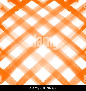 Orange hand painted watercolour checked pattern design Stock Vector