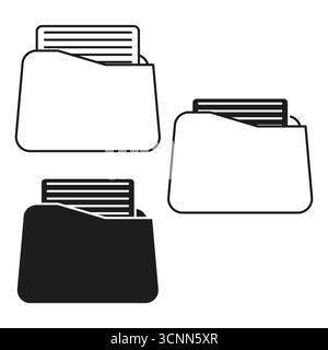 Folder document icon. File organization symbol. Outline business element. Vector data illustration. EPS 10. Stock Vector