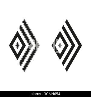 Geometric rhombus pattern. Abstract vector shapes. Black line design. Optical illusion symbol. EPS 10. Stock Vector